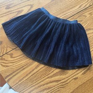 Lands' End Navy Shimmer Pleated Skater Skirt